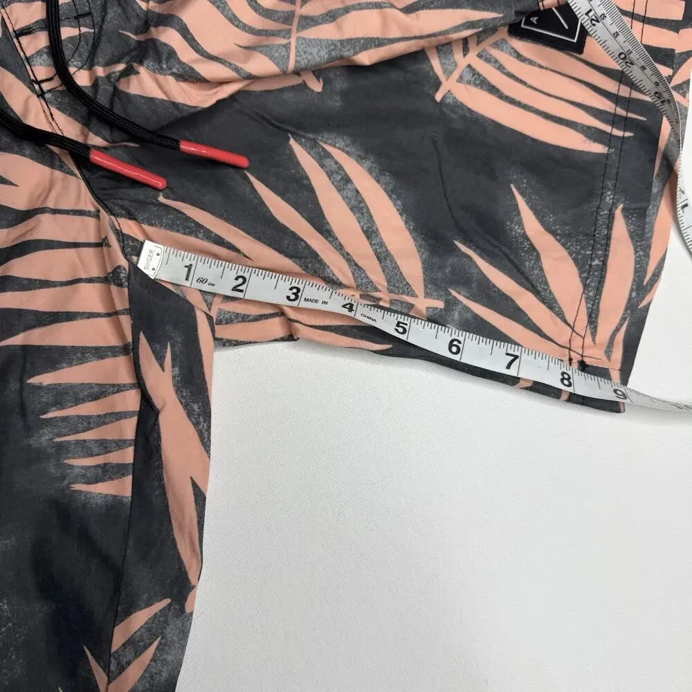 American Eagle Board Shorts Mens 30 Black Pink Palm Print Swim Trunks Beach